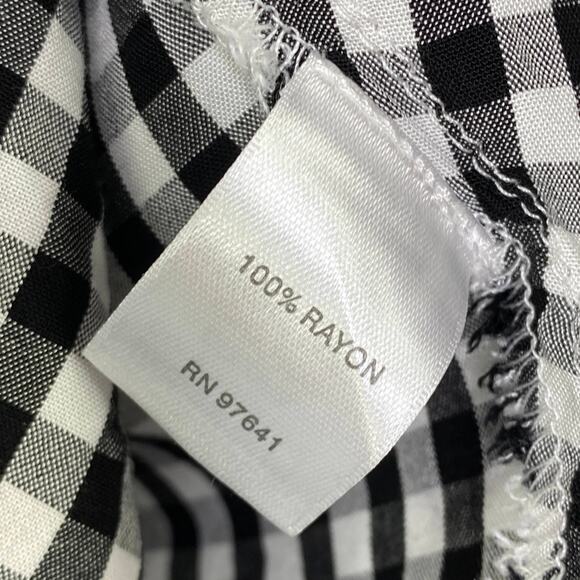 J Jill Black White Checkered Button Down Long Sleeve Shirt Women M Collar Casual - Picture 6 of 8